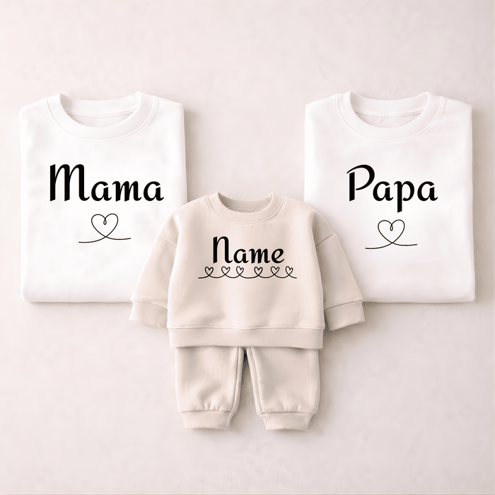 Mama, Papa und baby Name - Biege - Märchen Mode aus Bio - Baumwolle personalisierte geschenke Babyset & Bodys mit spruch & Geschenkideen für Neugeborene & 0–24 Monate & und perfekt als Geschenk zur Geburt