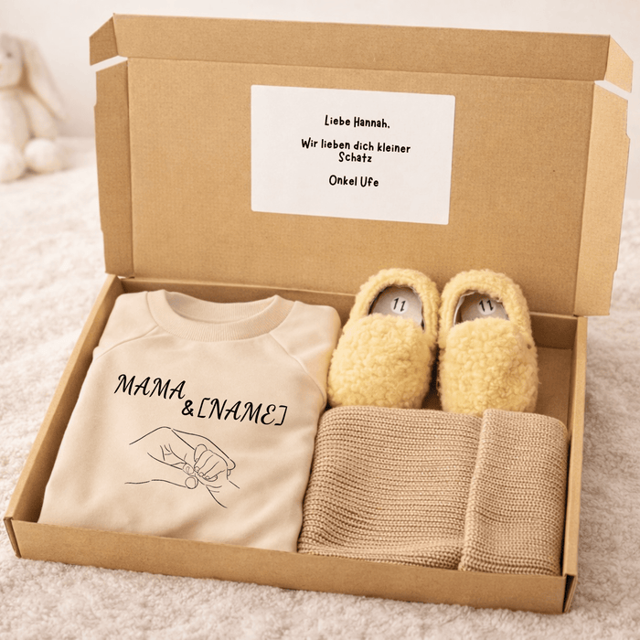 Mama und [Name] - Geschenkbox - Märchen Mode aus Bio - Baumwolle personalisierte geschenke Babyset & Bodys mit spruch & Geschenkideen für Neugeborene & 0–24 Monate & und perfekt als Geschenk zur Geburt