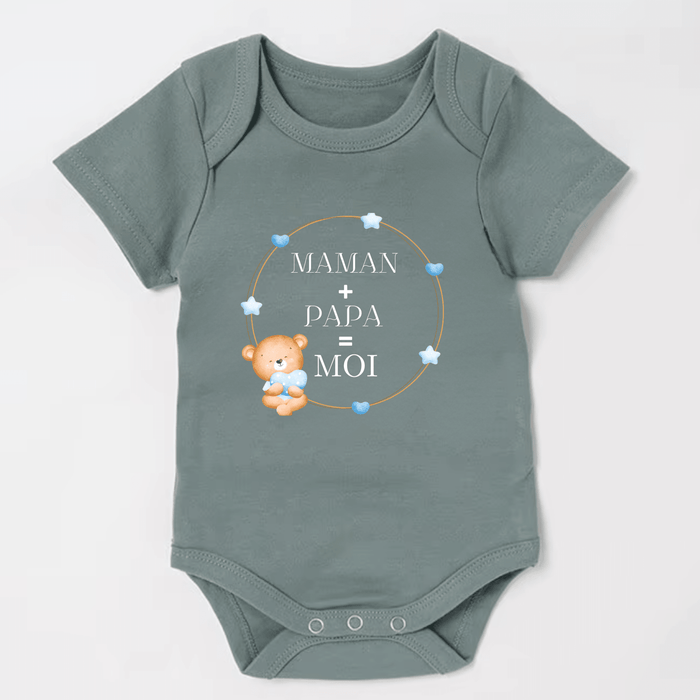 Maman + Papa = Moi - Märchen Mode aus Bio-Baumwolle personalisierte geschenke Babyset & Bodys mit spruch & Geschenkideen für Neugeborene & 0–24 Monate & und perfekt als Geschenk zur Geburt