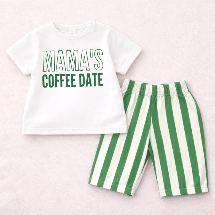 MAMA'S COFFEE DATE - Sommer set - Märchen Mode aus Bio - Baumwolle personalisierte geschenke Babyset & Bodys mit spruch & Geschenkideen für Neugeborene & 0–24 Monate & und perfekt als Geschenk zur Geburt