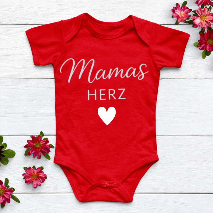 Mamas Herz Rot Body - Märchen Mode aus Bio - Baumwolle personalisierte geschenke Babyset & Bodys mit spruch & Geschenkideen für Neugeborene & 0–24 Monate & und perfekt als Geschenk zur Geburt