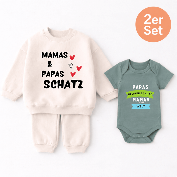 Mamas & Papas Schatz 2er set - Märchen Mode aus Bio - Baumwolle personalisierte geschenke Babyset & Bodys mit spruch & Geschenkideen für Neugeborene & 0–24 Monate & und perfekt als Geschenk zur Geburt