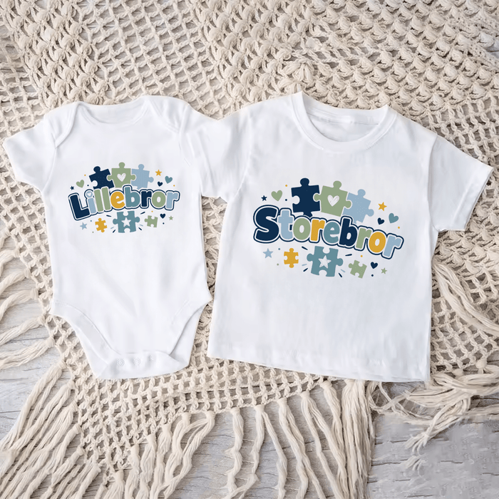 Matchande Bröder Färgglatt Pussel - Märchen Mode aus Bio-Baumwolle personalisierte geschenke Babyset & Bodys mit spruch & Geschenkideen für Neugeborene & 0–24 Monate & und perfekt als Geschenk zur Geburt