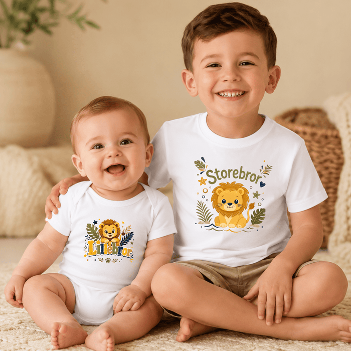 Matchande Bröder Lejon - Märchen Mode aus Bio-Baumwolle personalisierte geschenke Babyset & Bodys mit spruch & Geschenkideen für Neugeborene & 0–24 Monate & und perfekt als Geschenk zur Geburt