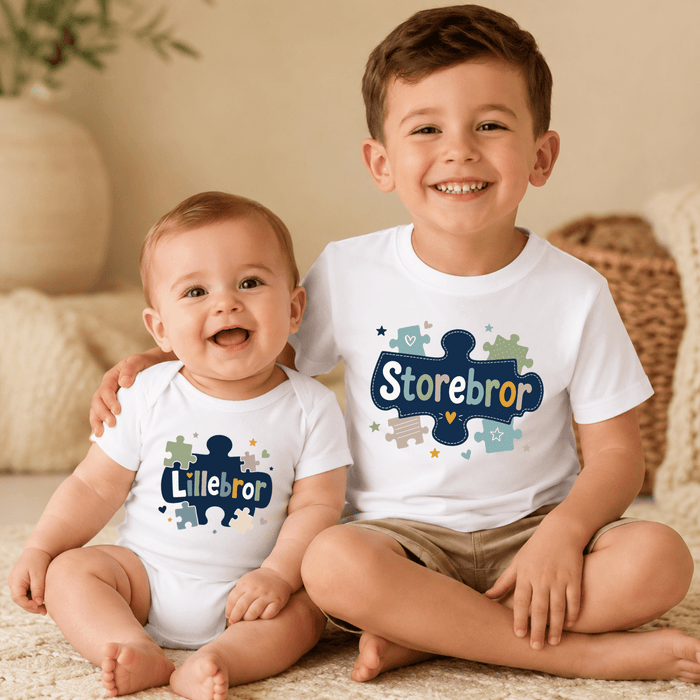 Matchande Bröder Pussel - Märchen Mode aus Bio-Baumwolle personalisierte geschenke Babyset & Bodys mit spruch & Geschenkideen für Neugeborene & 0–24 Monate & und perfekt als Geschenk zur Geburt