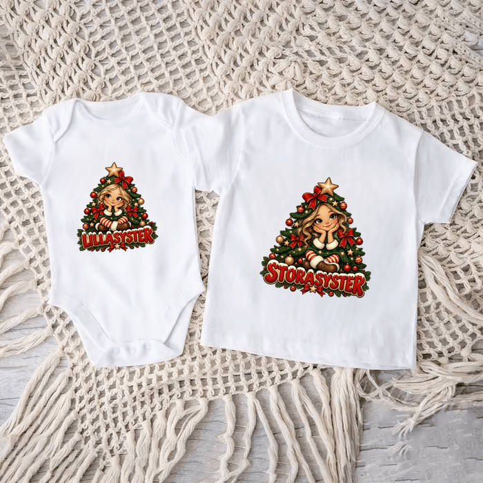 Matchande julset för storasyster och lillasyster med julgran - Märchen Mode aus Bio-Baumwolle personalisierte geschenke Babyset & Bodys mit spruch & Geschenkideen für Neugeborene & 0–24 Monate & und perfekt als Geschenk zur Geburt