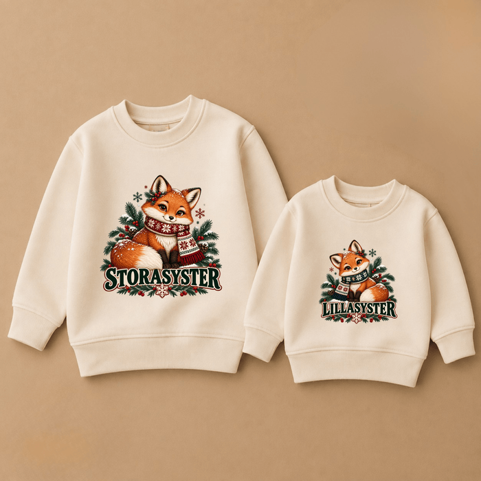 Matchande Storasyster & Lillasyster Räv Sweatshirts - Märchen Mode aus Bio-Baumwolle personalisierte geschenke Babyset & Bodys mit spruch & Geschenkideen für Neugeborene & 0–24 Monate & und perfekt als Geschenk zur Geburt