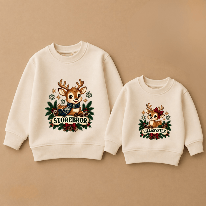 Matchande Storebror & Lillasyster Ren Sweatshirts - Märchen Mode aus Bio-Baumwolle personalisierte geschenke Babyset & Bodys mit spruch & Geschenkideen für Neugeborene & 0–24 Monate & und perfekt als Geschenk zur Geburt