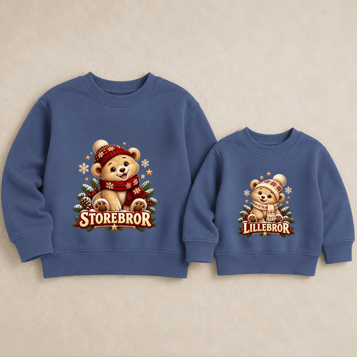 Matchande Storebror & Lillebror Julnalle Sweatshirts - Märchen Mode aus Bio-Baumwolle personalisierte geschenke Babyset & Bodys mit spruch & Geschenkideen für Neugeborene & 0–24 Monate & und perfekt als Geschenk zur Geburt