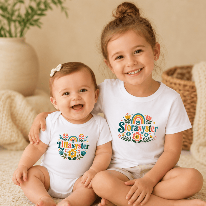 Matchande Systrar Blommor - Märchen Mode aus Bio-Baumwolle personalisierte geschenke Babyset & Bodys mit spruch & Geschenkideen für Neugeborene & 0–24 Monate & und perfekt als Geschenk zur Geburt
