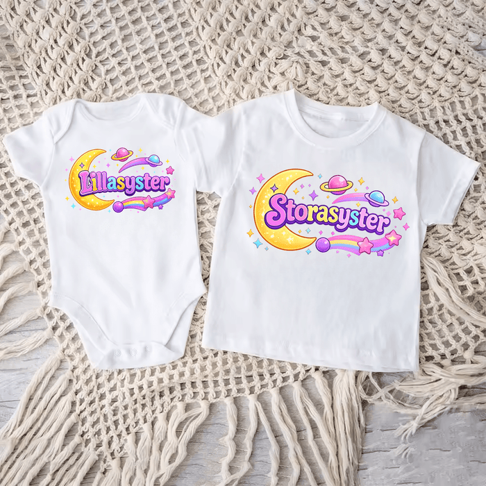 Matchande Systrar Magisk Måne - Märchen Mode aus Bio-Baumwolle personalisierte geschenke Babyset & Bodys mit spruch & Geschenkideen für Neugeborene & 0–24 Monate & und perfekt als Geschenk zur Geburt