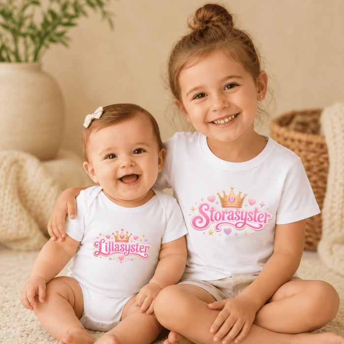 Matchande Systrar Prinsessa - Märchen Mode aus Bio-Baumwolle personalisierte geschenke Babyset & Bodys mit spruch & Geschenkideen für Neugeborene & 0–24 Monate & und perfekt als Geschenk zur Geburt