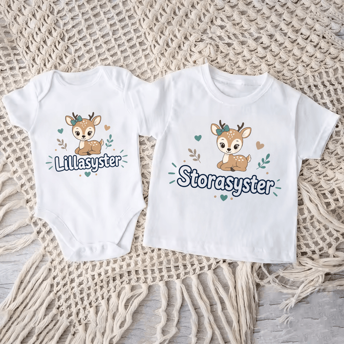 Matchande Systrar Rådjur - Märchen Mode aus Bio-Baumwolle personalisierte geschenke Babyset & Bodys mit spruch & Geschenkideen für Neugeborene & 0–24 Monate & und perfekt als Geschenk zur Geburt