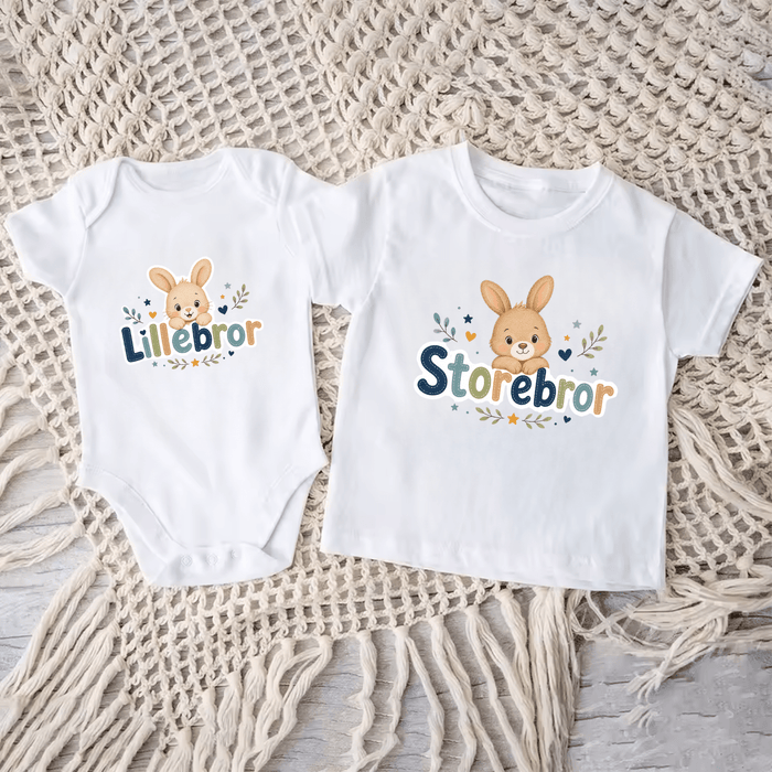 Matchende brødresett med kanindesign - Märchen Mode aus Bio-Baumwolle personalisierte geschenke Babyset & Bodys mit spruch & Geschenkideen für Neugeborene & 0–24 Monate & und perfekt als Geschenk zur Geburt