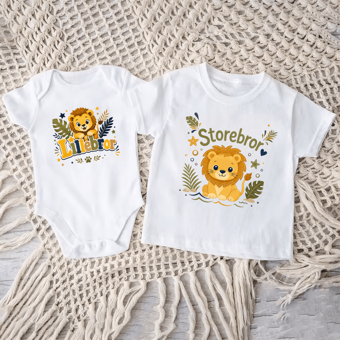 Matchende brødresett med løvedesign - Märchen Mode aus Bio-Baumwolle personalisierte geschenke Babyset & Bodys mit spruch & Geschenkideen für Neugeborene & 0–24 Monate & und perfekt als Geschenk zur Geburt