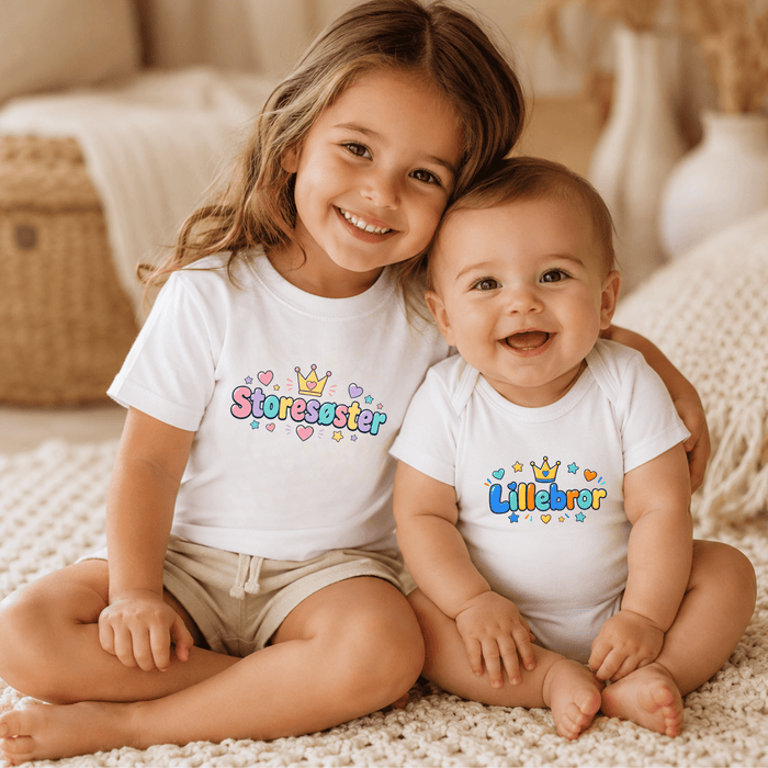 Matchende lillebror og storesøster med kroner - Märchen Mode aus Bio-Baumwolle personalisierte geschenke Babyset & Bodys mit spruch & Geschenkideen für Neugeborene & 0–24 Monate & und perfekt als Geschenk zur Geburt