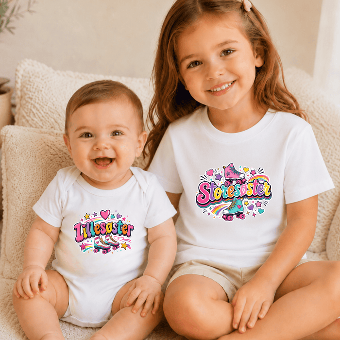 Matchende søstersett med rulleskøyter - Märchen Mode aus Bio-Baumwolle personalisierte geschenke Babyset & Bodys mit spruch & Geschenkideen für Neugeborene & 0–24 Monate & und perfekt als Geschenk zur Geburt