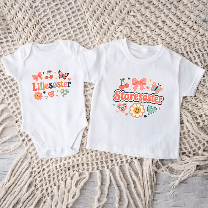 Matchende søstersett med sløyfe og sommerfugl - Märchen Mode aus Bio-Baumwolle personalisierte geschenke Babyset & Bodys mit spruch & Geschenkideen für Neugeborene & 0–24 Monate & und perfekt als Geschenk zur Geburt
