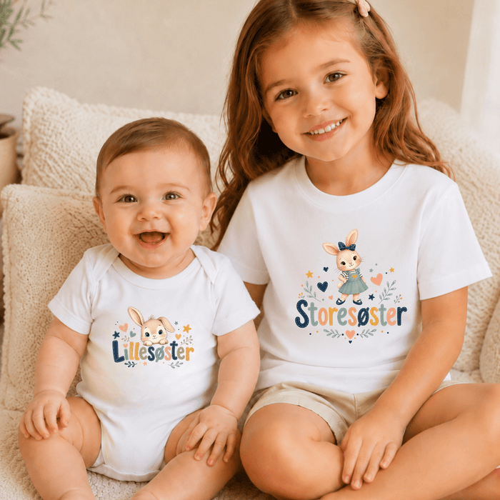 Matchende søstersett med søte kaniner - Märchen Mode aus Bio-Baumwolle personalisierte geschenke Babyset & Bodys mit spruch & Geschenkideen für Neugeborene & 0–24 Monate & und perfekt als Geschenk zur Geburt