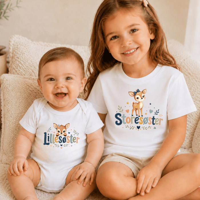 Matchende søstersett med søte rådyr - Märchen Mode aus Bio-Baumwolle personalisierte geschenke Babyset & Bodys mit spruch & Geschenkideen für Neugeborene & 0–24 Monate & und perfekt als Geschenk zur Geburt