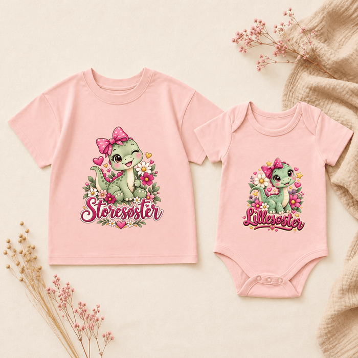 Matchende Storesøster & Lillesøster Dino - Märchen Mode aus Bio-Baumwolle personalisierte geschenke Babyset & Bodys mit spruch & Geschenkideen für Neugeborene & 0–24 Monate & und perfekt als Geschenk zur Geburt