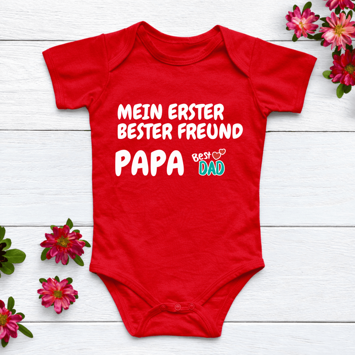 Mein erster bester Freund Papa Rot Body - Märchen Mode aus Bio - Baumwolle personalisierte geschenke Babyset & Bodys mit spruch & Geschenkideen für Neugeborene & 0–24 Monate & und perfekt als Geschenk zur Geburt