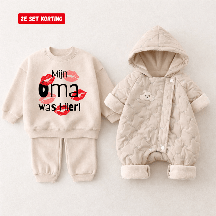 Mijn Oma was Hier! & Winterse knuffelromper - Märchen Mode aus Bio - Baumwolle personalisierte geschenke Babyset & Bodys mit spruch & Geschenkideen für Neugeborene & 0–24 Monate & und perfekt als Geschenk zur Geburt