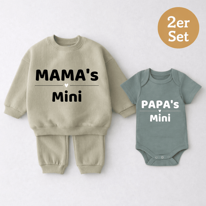 Mini MAMA's & PAPA's 2er set - Märchen Mode aus Bio - Baumwolle personalisierte geschenke Babyset & Bodys mit spruch & Geschenkideen für Neugeborene & 0–24 Monate & und perfekt als Geschenk zur Geburt