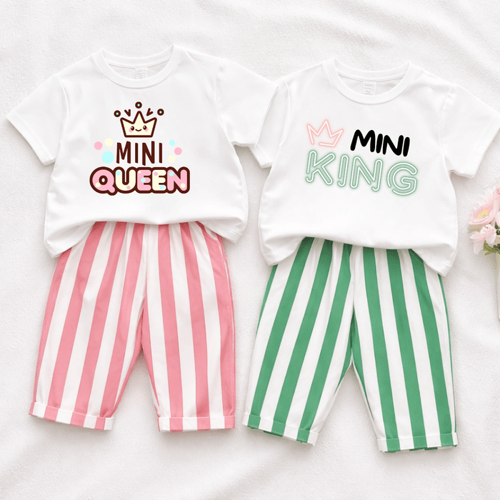 Mini Queen/King - Sommer set - Märchen Mode aus Bio - Baumwolle personalisierte geschenke Babyset & Bodys mit spruch & Geschenkideen für Neugeborene & 0–24 Monate & und perfekt als Geschenk zur Geburt