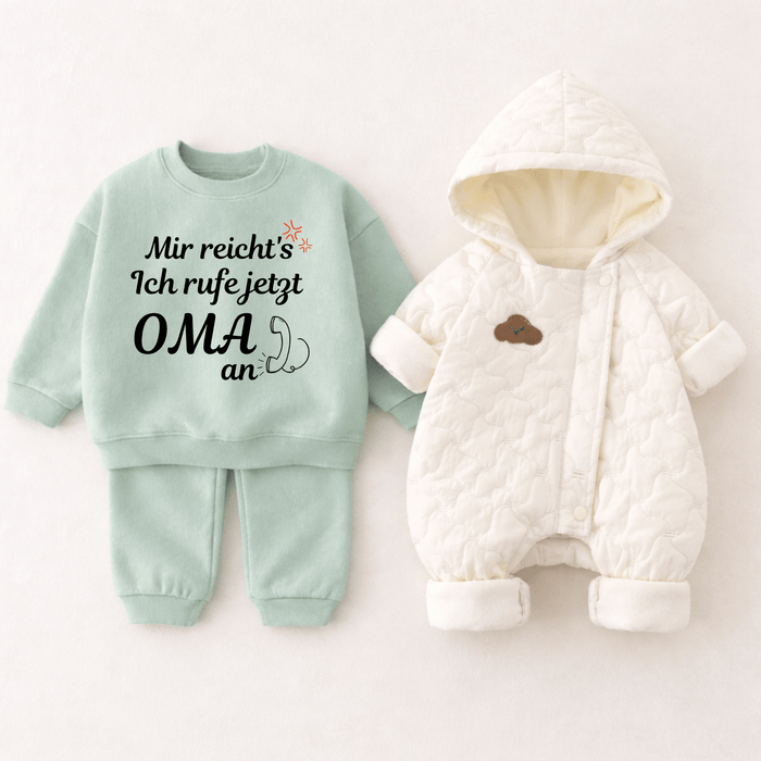 Mir reicht's Ich rufe jetzt OMA an + Winter Strampler - Märchen Mode aus Bio - Baumwolle personalisierte geschenke Babyset & Bodys mit spruch & Geschenkideen für Neugeborene & 0–24 Monate & und perfekt als Geschenk zur Geburt