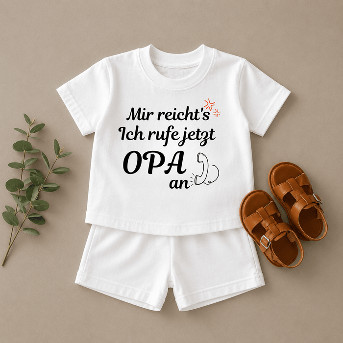 Mir reicht's Ich rufe jetzt OPA an short set - Märchen Mode aus Bio-Baumwolle personalisierte geschenke Babyset & Bodys mit spruch & Geschenkideen für Neugeborene & 0–24 Monate & und perfekt als Geschenk zur Geburt