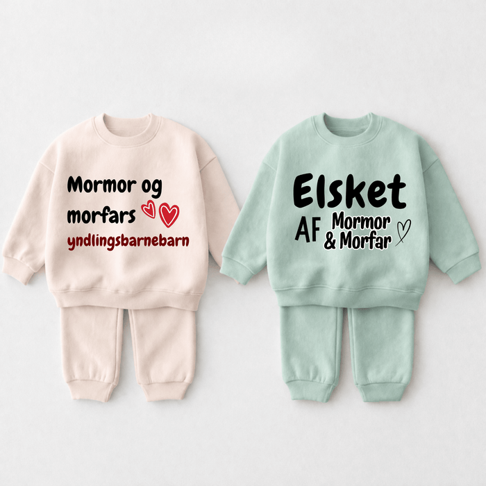 (Mormor & Morfar) 2 - delt sæt - Märchen Mode aus Bio - Baumwolle personalisierte geschenke Babyset & Bodys mit spruch & Geschenkideen für Neugeborene & 0–24 Monate & und perfekt als Geschenk zur Geburt