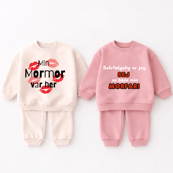 (Mormor & Morfar) Love 2 - delt sæt - Märchen Mode aus Bio - Baumwolle personalisierte geschenke Babyset & Bodys mit spruch & Geschenkideen für Neugeborene & 0–24 Monate & und perfekt als Geschenk zur Geburt