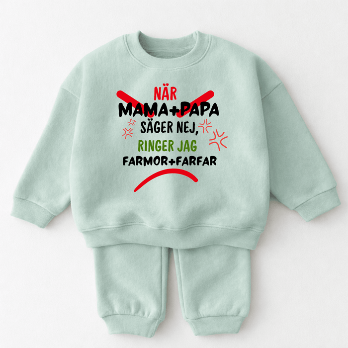 NÄR Mama+Papa SÄGER nej, RINGER JAG Farmor+Farfar - Märchen Mode aus Bio-Baumwolle personalisierte geschenke Babyset & Bodys mit spruch & Geschenkideen für Neugeborene & 0–24 Monate & und perfekt als Geschenk zur Geburt