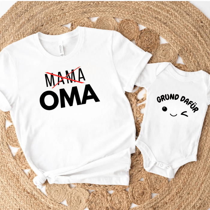 Oma / grund dafür - Matching - Märchen Mode aus Bio - Baumwolle personalisierte geschenke Babyset & Bodys mit spruch & Geschenkideen für Neugeborene & 0–24 Monate & und perfekt als Geschenk zur Geburt