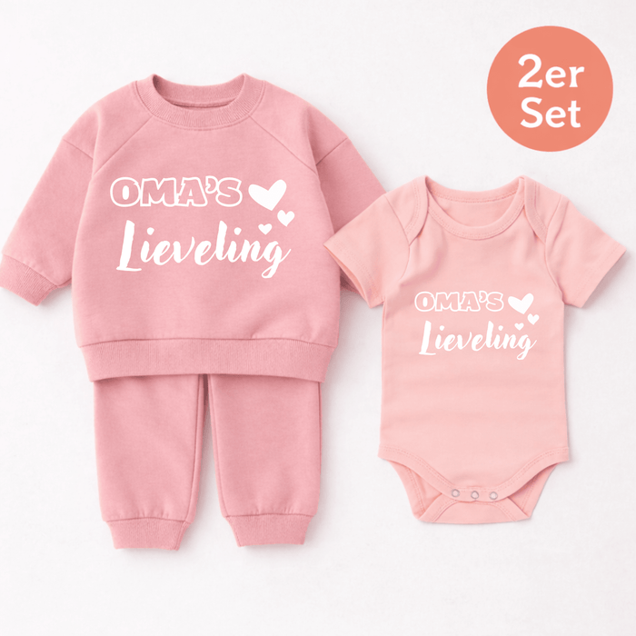Oma’s Lieveling 2er set - Märchen Mode aus Bio - Baumwolle personalisierte geschenke Babyset & Bodys mit spruch & Geschenkideen für Neugeborene & 0–24 Monate & und perfekt als Geschenk zur Geburt