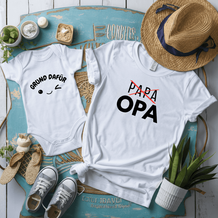 Opa / grund dafür - Matching - Märchen Mode aus Bio - Baumwolle personalisierte geschenke Babyset & Bodys mit spruch & Geschenkideen für Neugeborene & 0–24 Monate & und perfekt als Geschenk zur Geburt