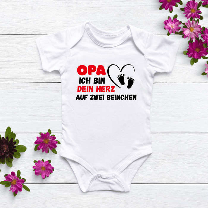 Opa ich bin dein Herz auf zwei Beinchen - Märchen Mode aus Bio - Baumwolle personalisierte geschenke Babyset & Bodys mit spruch & Geschenkideen für Neugeborene & 0–24 Monate & und perfekt als Geschenk zur Geburt