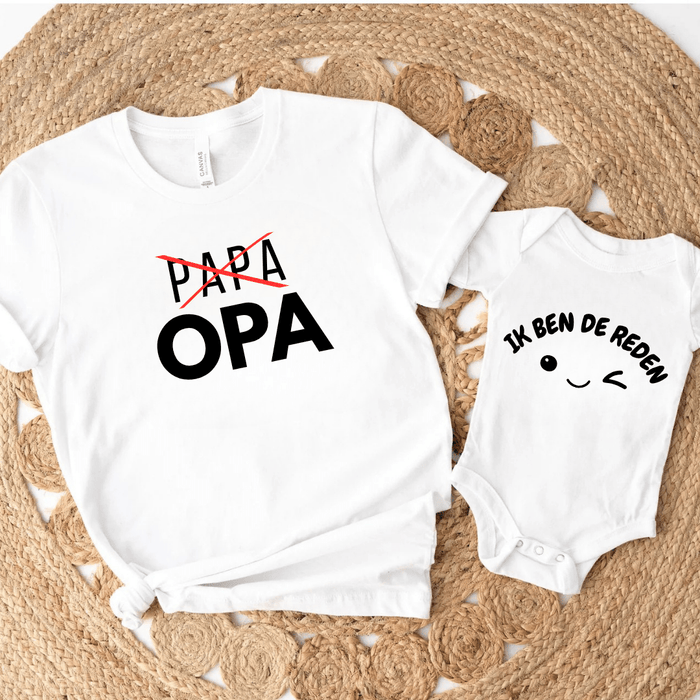 Opa / ik ben de reden - Matching - Märchen Mode aus Bio - Baumwolle personalisierte geschenke Babyset & Bodys mit spruch & Geschenkideen für Neugeborene & 0–24 Monate & und perfekt als Geschenk zur Geburt