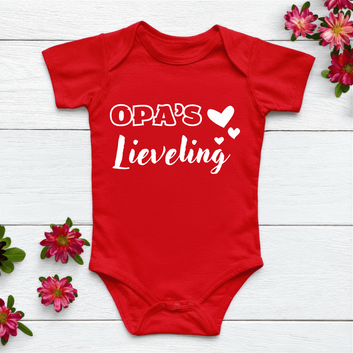 Opa’s Lieveling Body Rood - Märchen Mode aus Bio - Baumwolle personalisierte geschenke Babyset & Bodys mit spruch & Geschenkideen für Neugeborene & 0–24 Monate & und perfekt als Geschenk zur Geburt