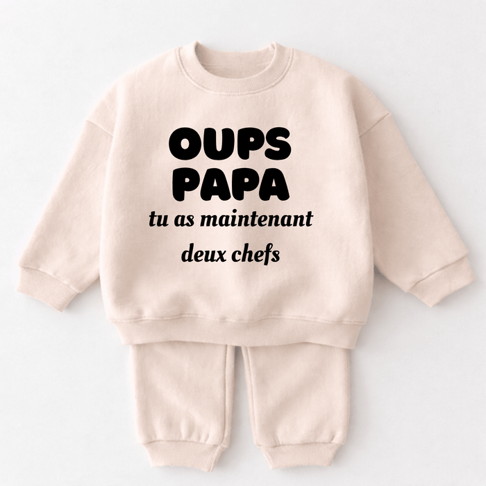 OUPS, PAPA tu as maintenant deux chefs - Märchen Mode aus Bio-Baumwolle personalisierte geschenke Babyset & Bodys mit spruch & Geschenkideen für Neugeborene & 0–24 Monate & und perfekt als Geschenk zur Geburt