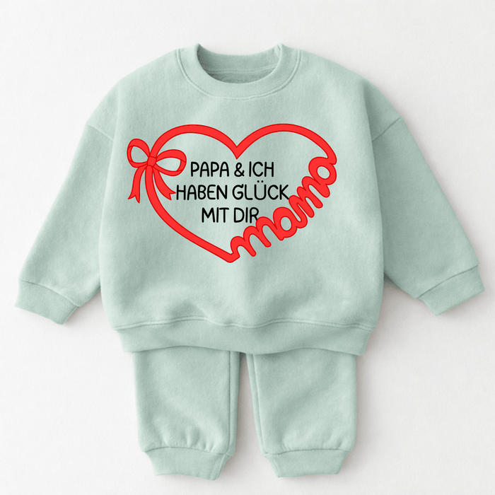 Papa & ich haben glück mit dir - Märchen Mode aus Bio - Baumwolle personalisierte geschenke Babyset & Bodys mit spruch & Geschenkideen für Neugeborene & 0–24 Monate & und perfekt als Geschenk zur Geburt