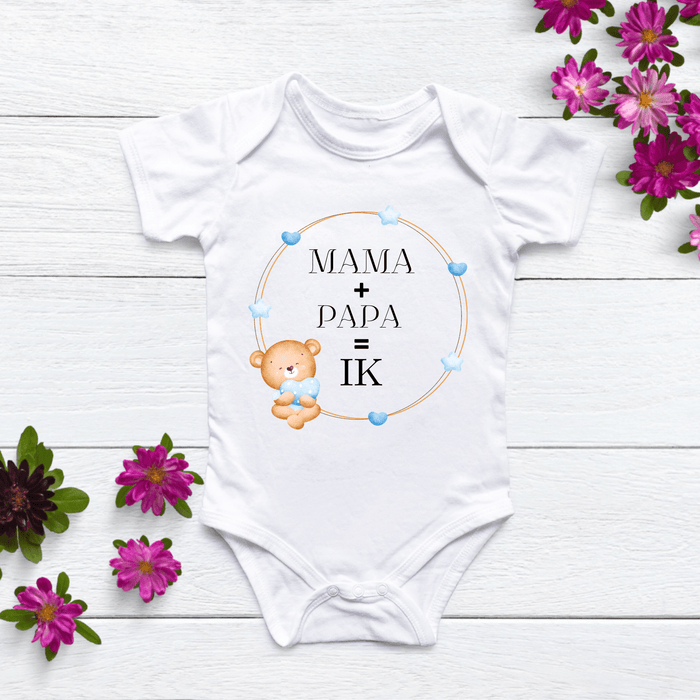 Papa + Mama = Ik Body - Märchen Mode aus Bio - Baumwolle personalisierte geschenke Babyset & Bodys mit spruch & Geschenkideen für Neugeborene & 0–24 Monate & und perfekt als Geschenk zur Geburt
