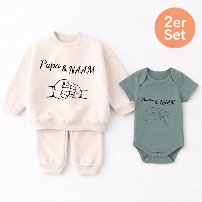 Papa & MAMA - NAAM 2er set - Märchen Mode aus Bio - Baumwolle personalisierte geschenke Babyset & Bodys mit spruch & Geschenkideen für Neugeborene & 0–24 Monate & und perfekt als Geschenk zur Geburt