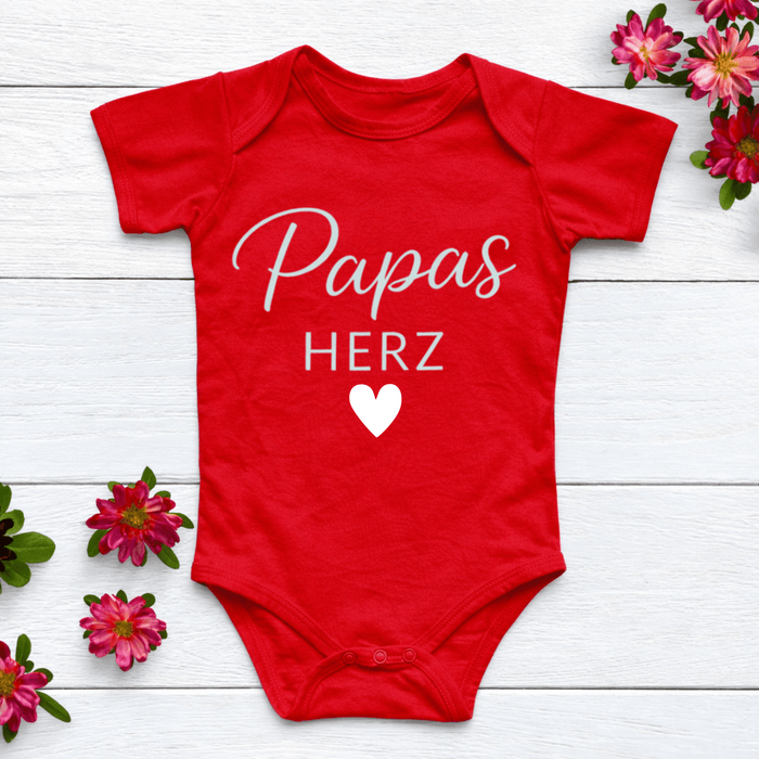 Papas Herz Rot Body - Märchen Mode aus Bio - Baumwolle personalisierte geschenke Babyset & Bodys mit spruch & Geschenkideen für Neugeborene & 0–24 Monate & und perfekt als Geschenk zur Geburt