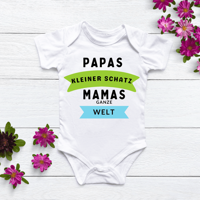 Papas kleiner Schatz MAMAs ganze Welt Body - Märchen Mode aus Bio - Baumwolle personalisierte geschenke Babyset & Bodys mit spruch & Geschenkideen für Neugeborene & 0–24 Monate & und perfekt als Geschenk zur Geburt