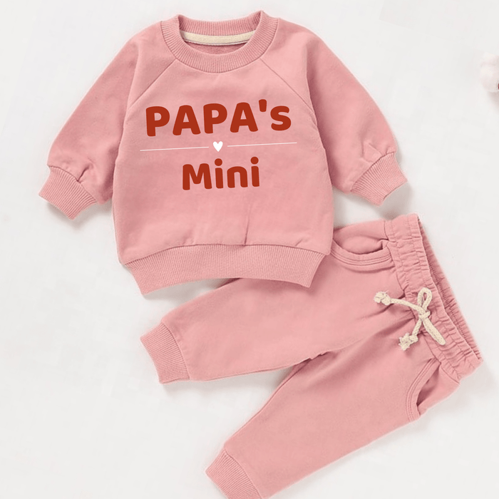 PAPA's Mini Rosa & Grau - Märchen Mode aus Bio - Baumwolle personalisierte geschenke Babyset & Bodys mit spruch & Geschenkideen für Neugeborene & 0–24 Monate & und perfekt als Geschenk zur Geburt