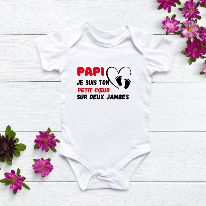 Papi je suis ton petit cœur sur deux jambes body - Märchen Mode aus Bio-Baumwolle personalisierte geschenke Babyset & Bodys mit spruch & Geschenkideen für Neugeborene & 0–24 Monate & und perfekt als Geschenk zur Geburt