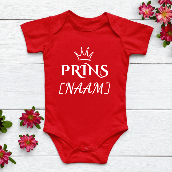Prins [Naam] Body Rood - Märchen Mode aus Bio - Baumwolle personalisierte geschenke Babyset & Bodys mit spruch & Geschenkideen für Neugeborene & 0–24 Monate & und perfekt als Geschenk zur Geburt