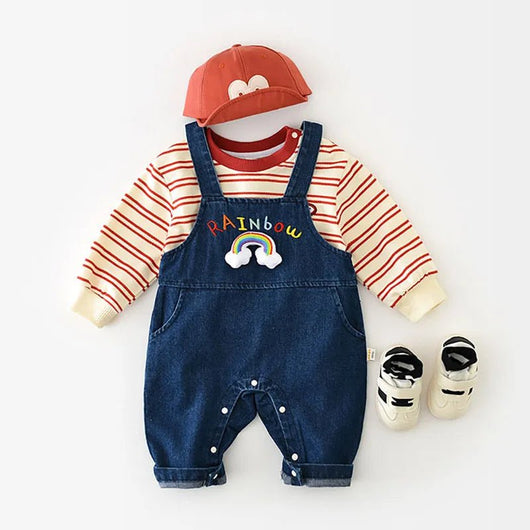 Regenbogen Denim-Romper